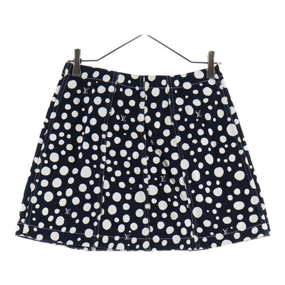 Louis Vuitton YK Infinity Dot Denim All Over Print Skirt Cotton Black White — view 2