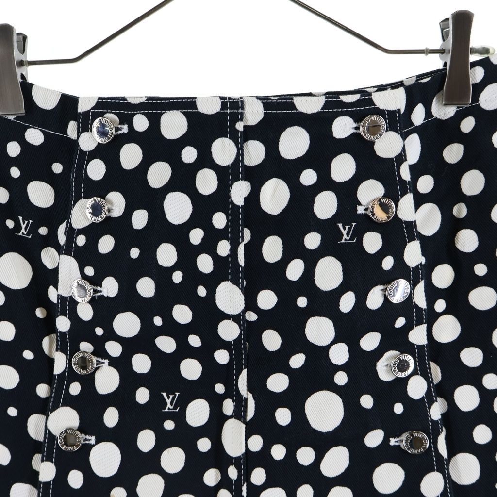 Louis Vuitton YK Infinity Dot Denim All Over Print Skirt Cotton Black White — view 3