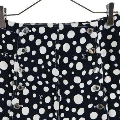 Louis Vuitton YK Infinity Dot Denim All Over Print Skirt Cotton Black White — view 3
