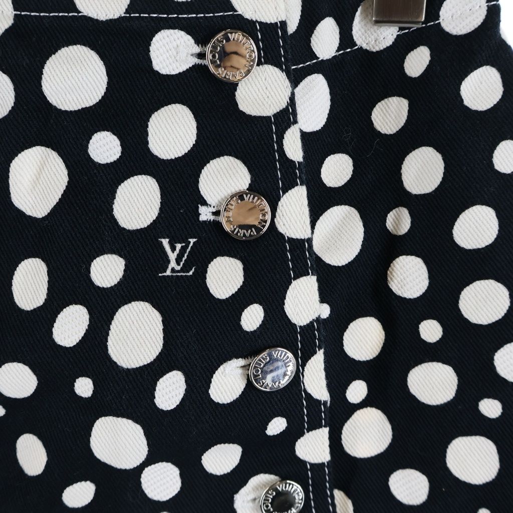 Louis Vuitton YK Infinity Dot Denim All Over Print Skirt Cotton Black White — view 4