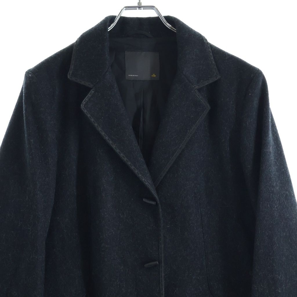 Fendi Wool Chesterfield Long Coat Black 44 — view 3
