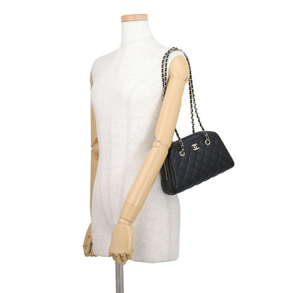 Chanel Chain Shoulder Bag CC Logo Quilted Small Caviar Leather Black — view 4