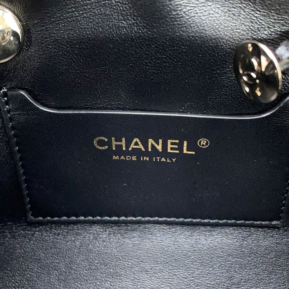 Chanel Chain Shoulder Bag CC Logo Quilted Small Caviar Leather Black — view 7