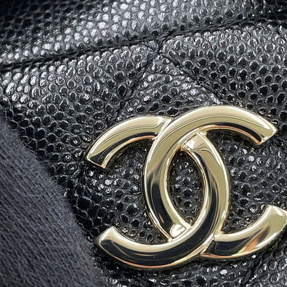 Chanel Chain Shoulder Bag CC Logo Quilted Small Caviar Leather Black — view 6