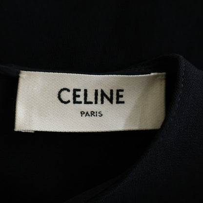 Celine Wrap Dress Caddy Gold Charm Decoration Short Sleeve Rayon Black — view 7