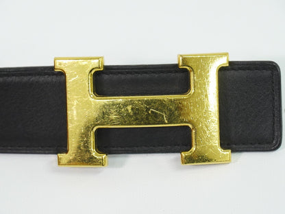 Hermes Constance H Belt 80 Leather Black Greige Gold — view 6