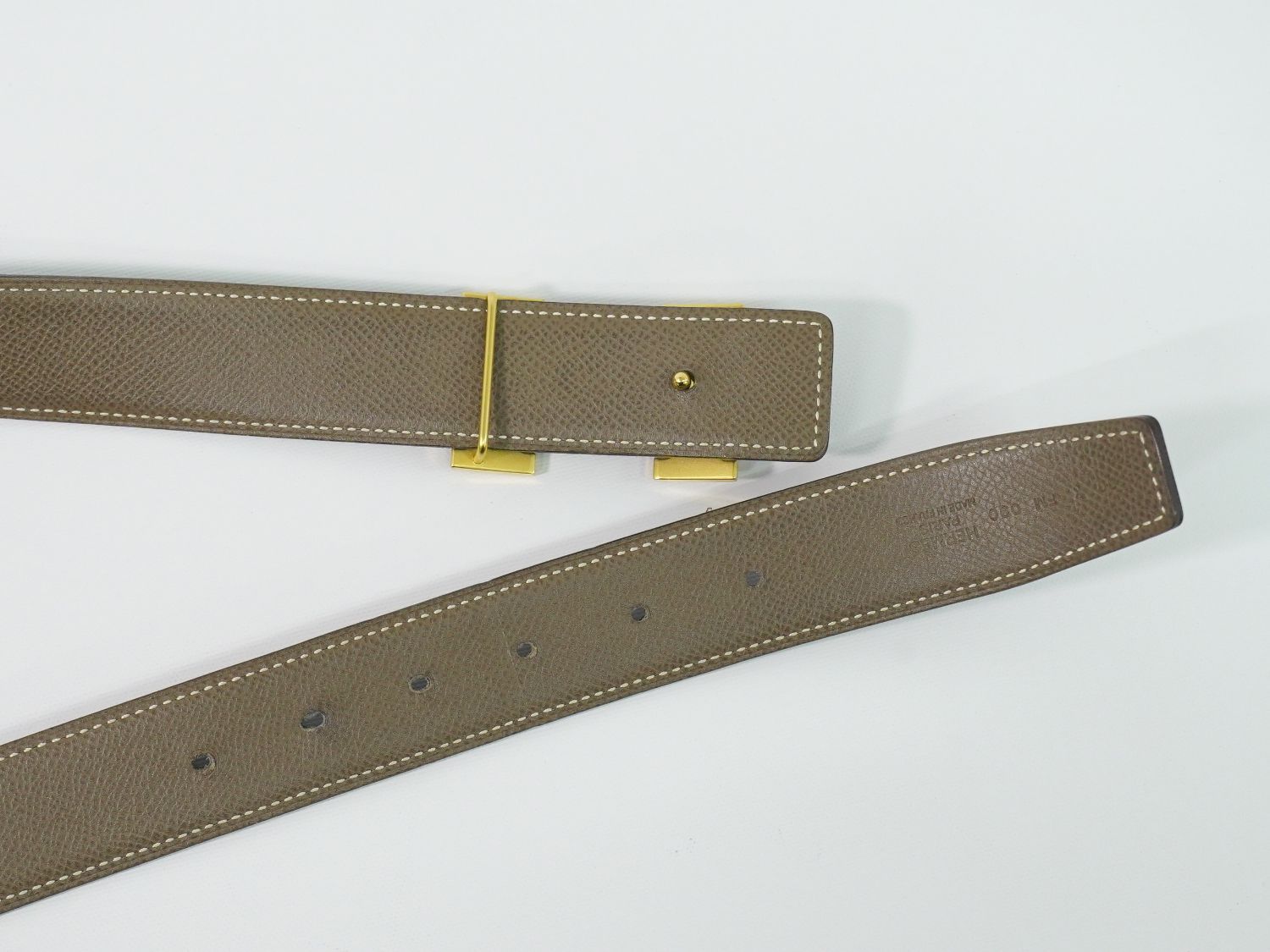 Hermes Constance H Belt 80 Leather Black Greige Gold — view 3