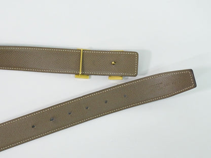 Hermes Constance H Belt 80 Leather Black Greige Gold — view 3