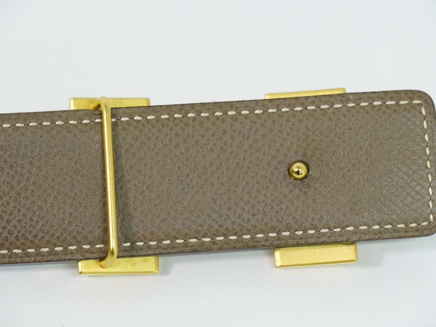 Hermes Constance H Belt 80 Leather Black Greige Gold — view 7