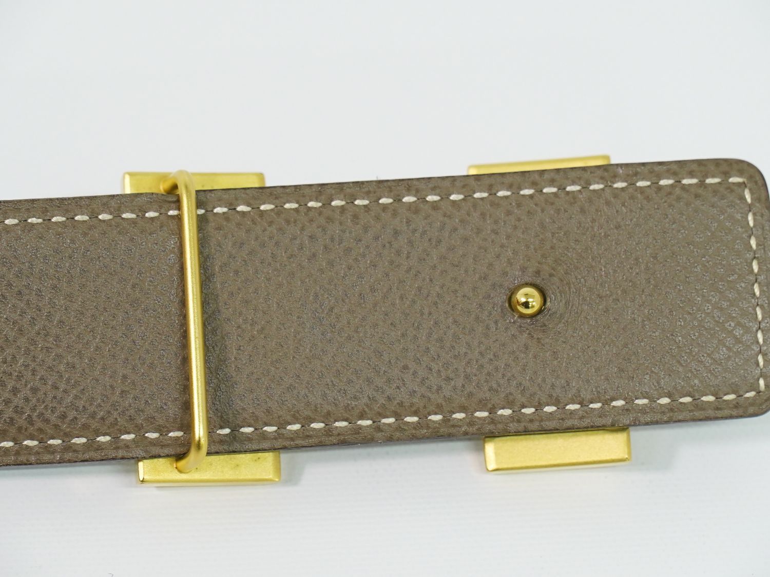Hermes Constance H Belt 80 Leather Black Greige Gold — view 7