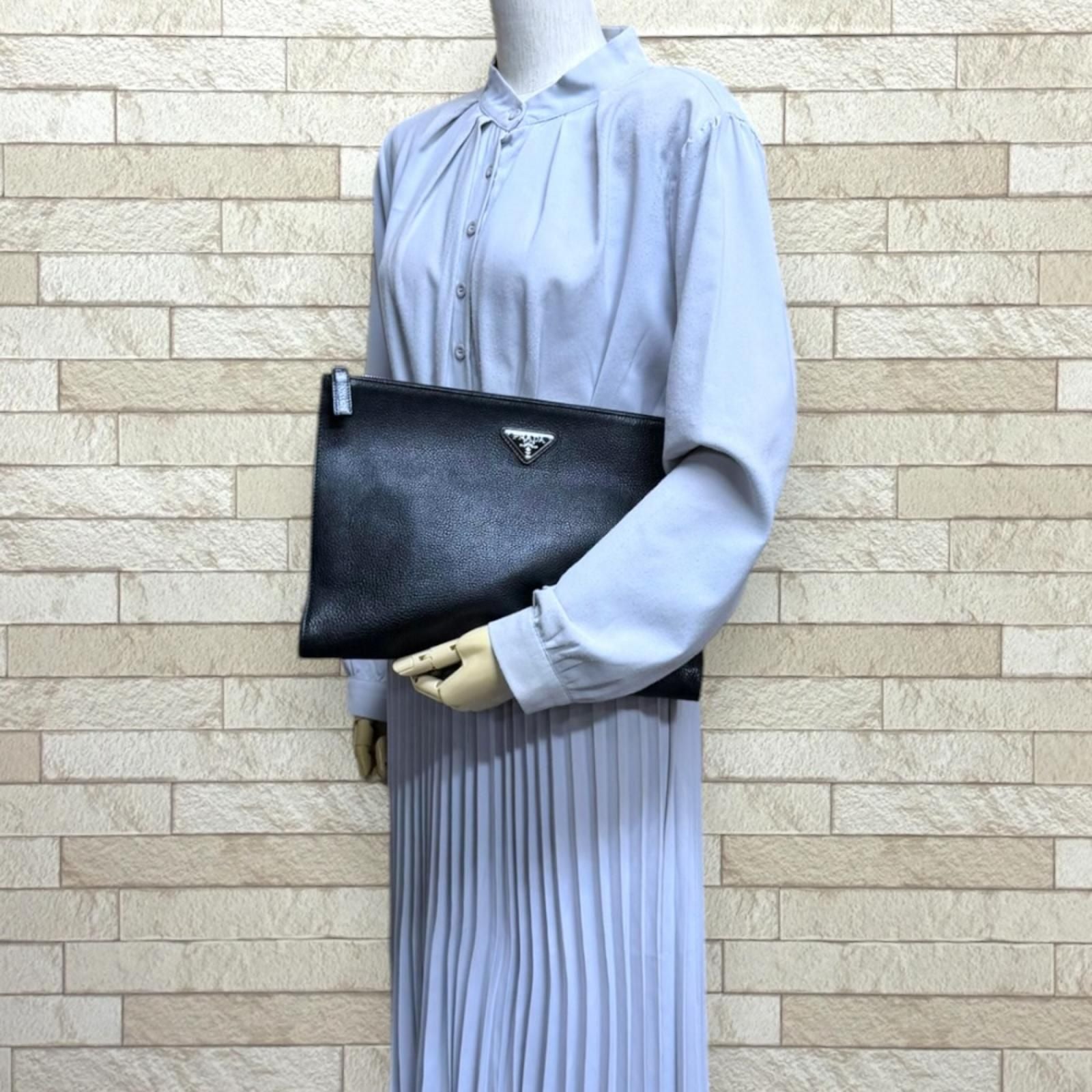Prada Clutch Leather Black — view 2