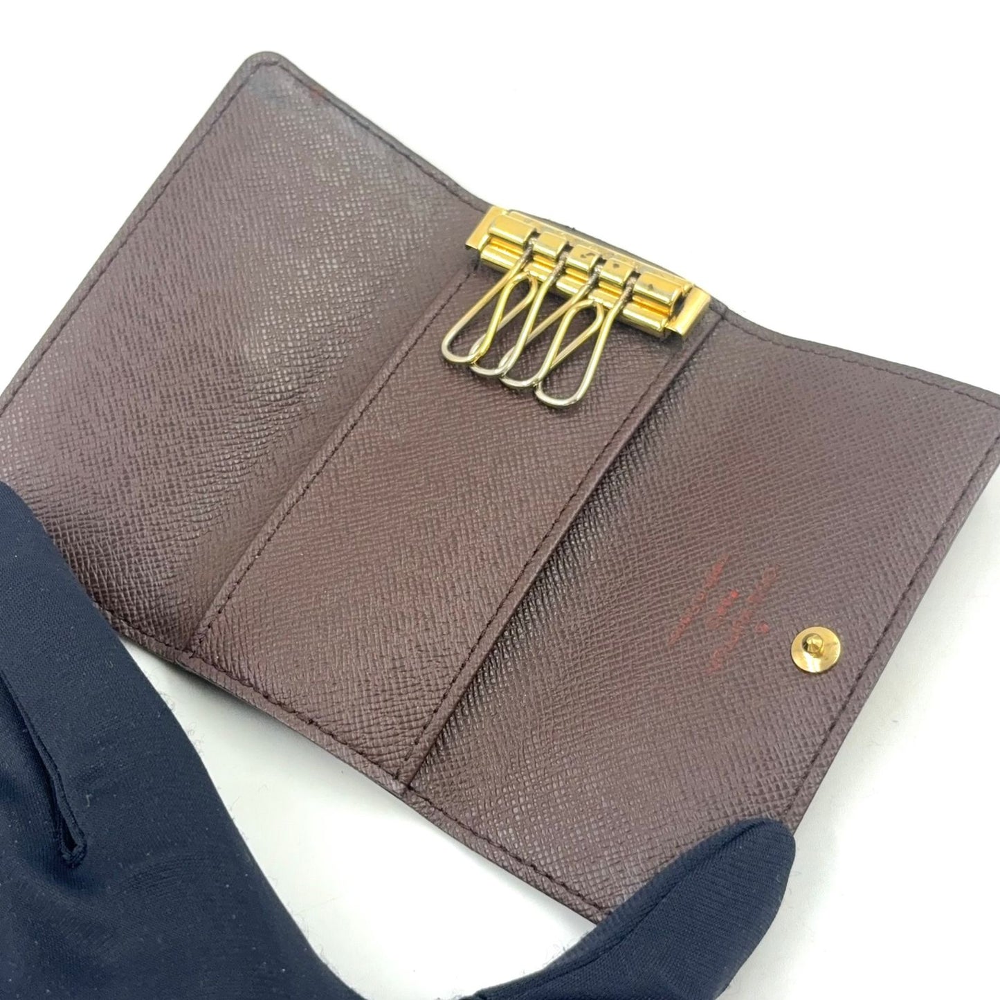 Louis Vuitton Multicles 4 Damier Ebene Brown Key Case Gold Key Holder — view 3