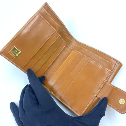 Fendi Pecan Leather Brown Beige Snap Wallet Gold — view 3