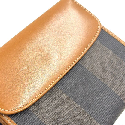 Fendi Pecan Leather Brown Beige Snap Wallet Gold — view 7