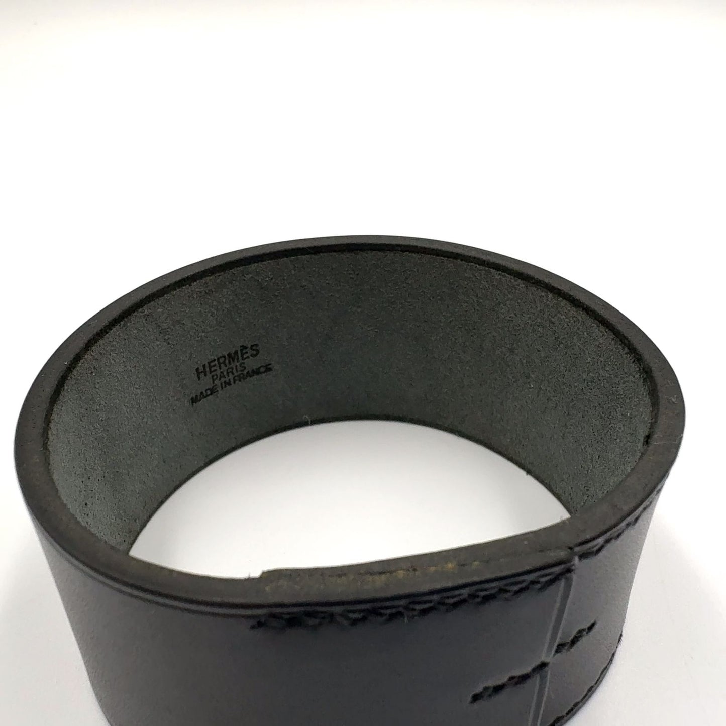 Hermes Pool Tour GM Leather Black Bracelet Bangle — view 7