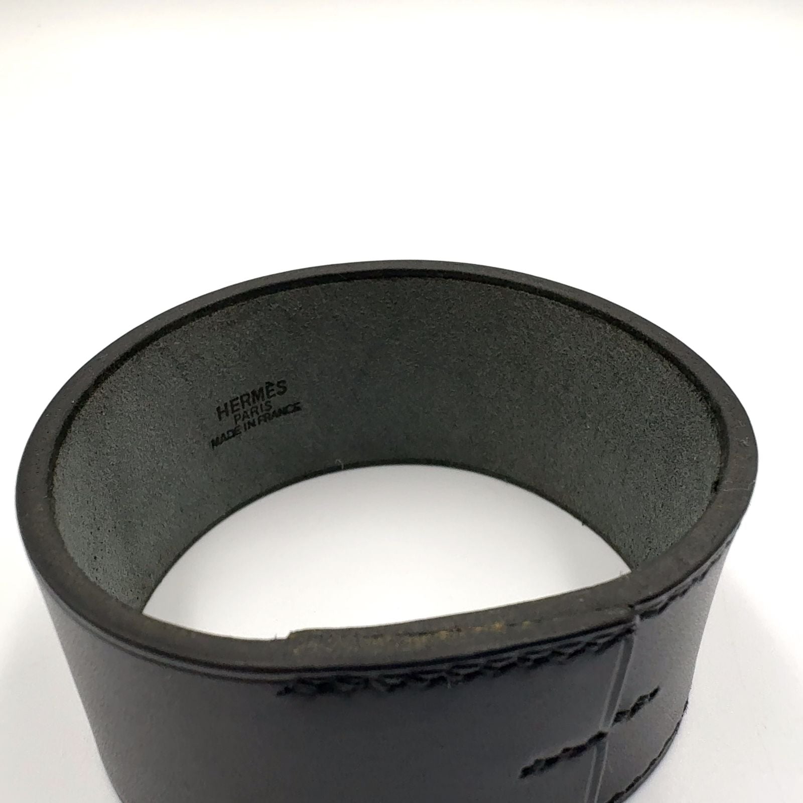 Hermes Pool Tour GM Leather Black Bracelet Bangle — view 7