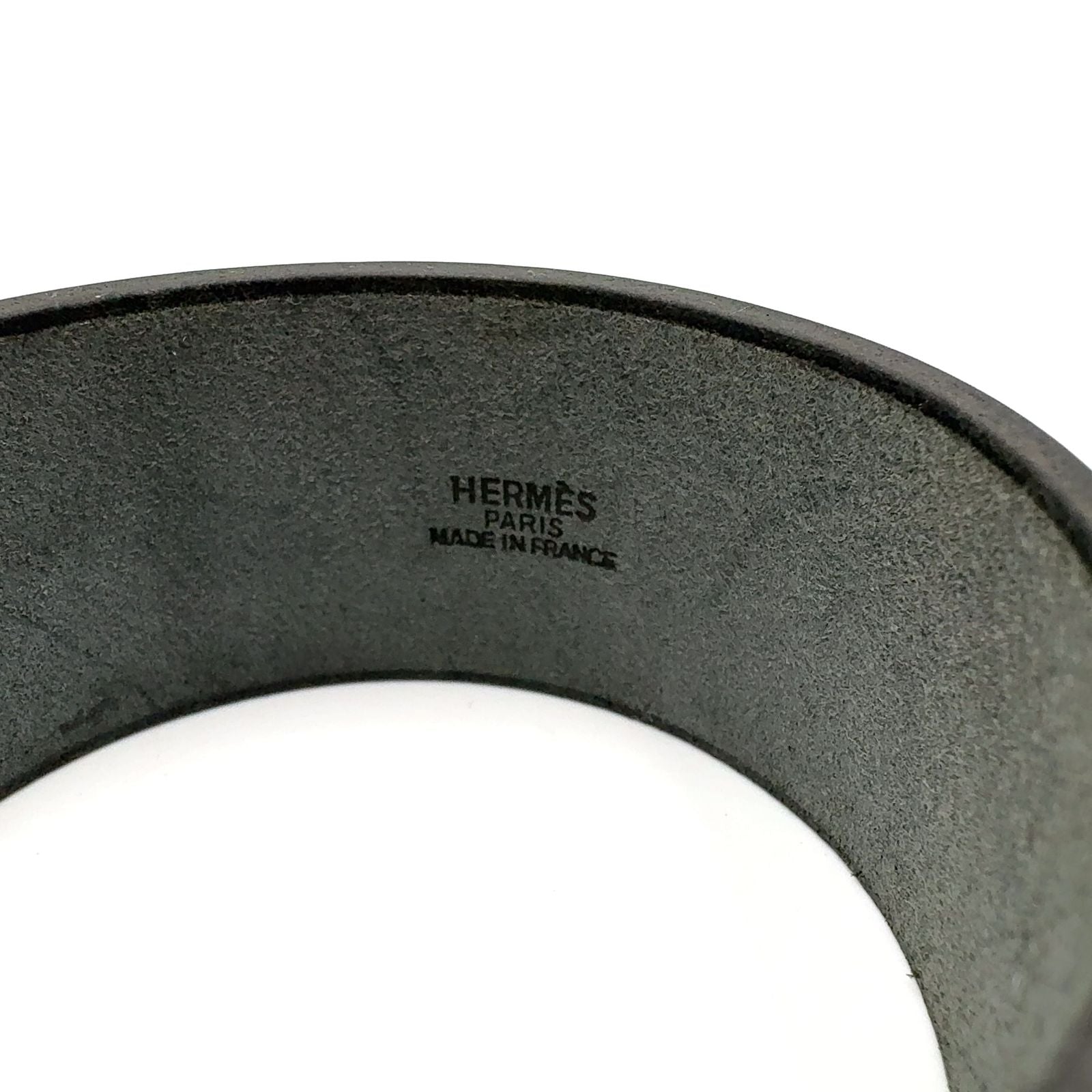 Hermes Pool Tour GM Leather Black Bracelet Bangle — view 4