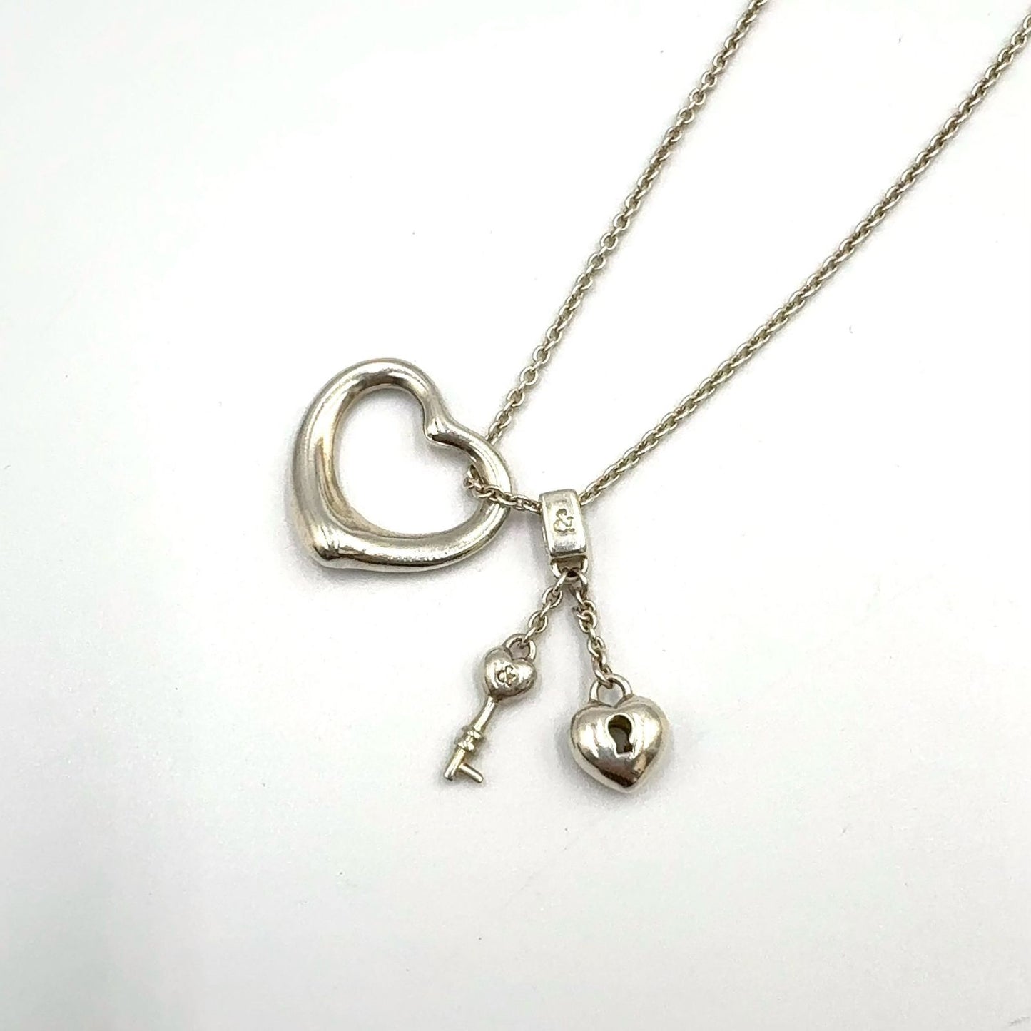 Tiffany & Co Open Heart Key Necklace Silver