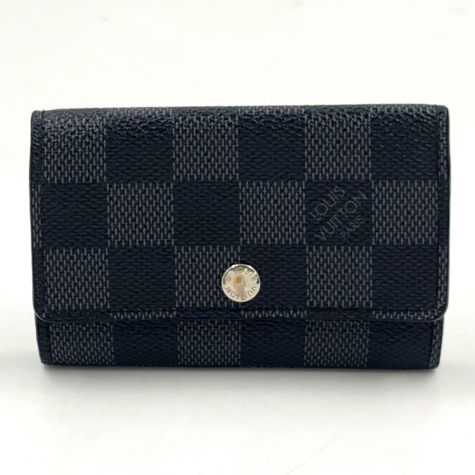 Louis Vuitton Multicles 6 Damier Graphite Leather Black Key Case Silver Key