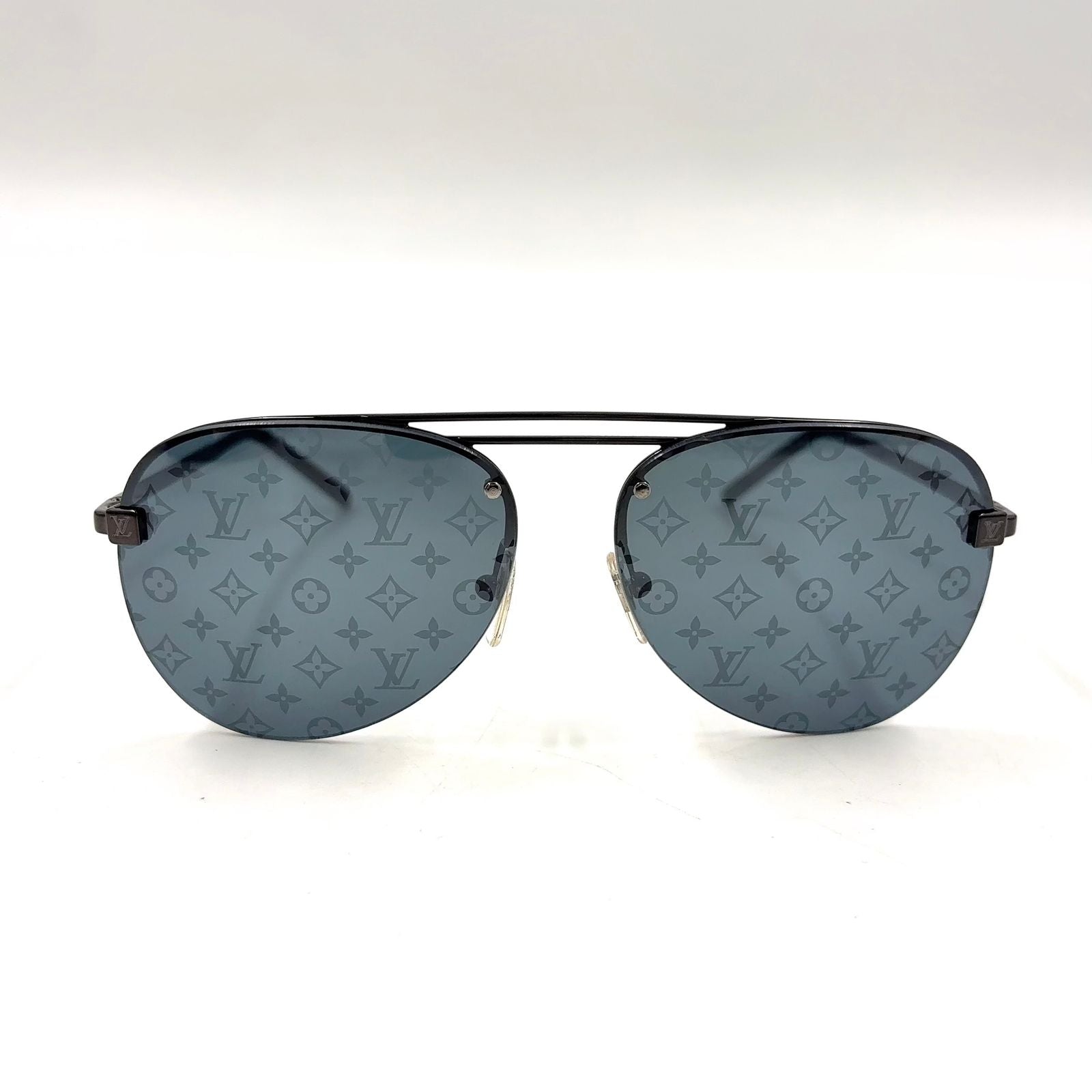 Louis Vuitton Clockwise Acetate Metal Gray Black Sunglasses Eyewear