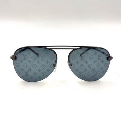 Louis Vuitton Clockwise Acetate Metal Gray Black Sunglasses Eyewear