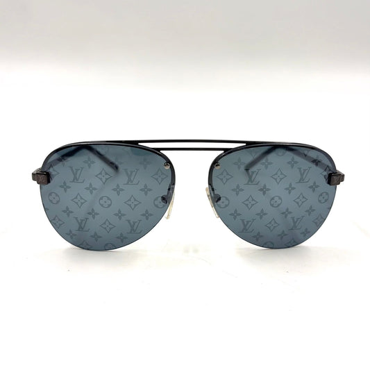 Louis Vuitton Clockwise Acetate Metal Gray Black Sunglasses Eyewear