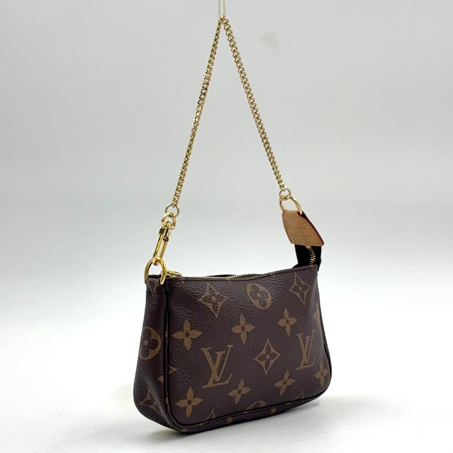 Louis Vuitton Mini Pochette Accessoires Monogram Leather Brown Handbag Gold — view 2