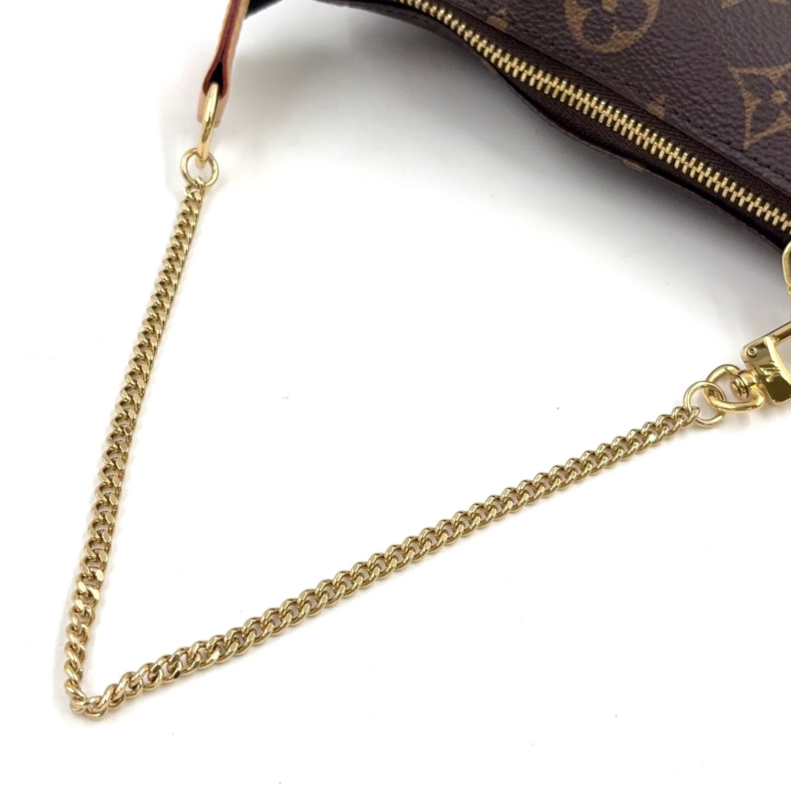 Louis Vuitton Mini Pochette Accessoires Monogram Leather Brown Handbag Gold — view 7