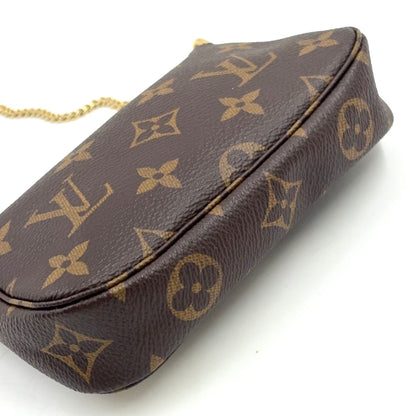 Louis Vuitton Mini Pochette Accessoires Monogram Leather Brown Handbag Gold — view 8