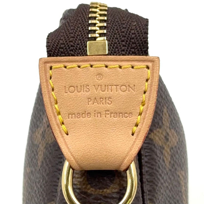 Louis Vuitton Mini Pochette Accessoires Monogram Leather Brown Handbag Gold — view 4