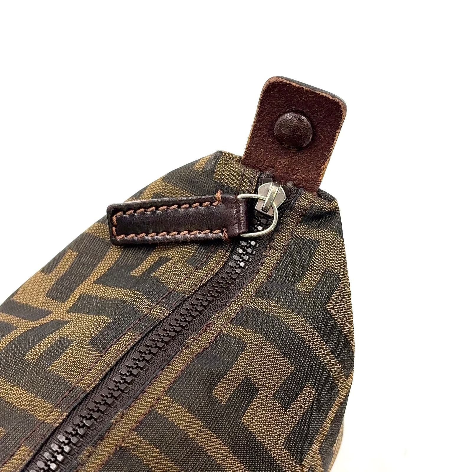 Fendi Zucca Mini Vanity Leather Canvas Brown Pouch Silver — view 8