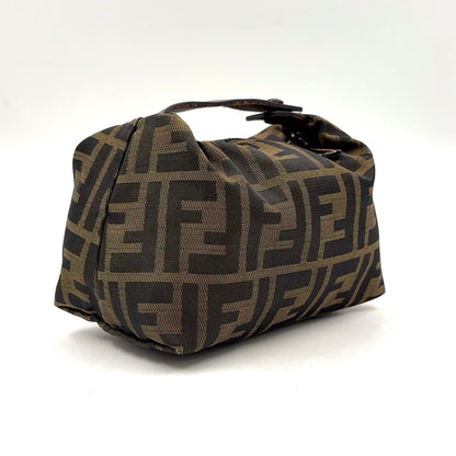 Fendi Zucca Mini Vanity Leather Canvas Brown Pouch Silver — view 2