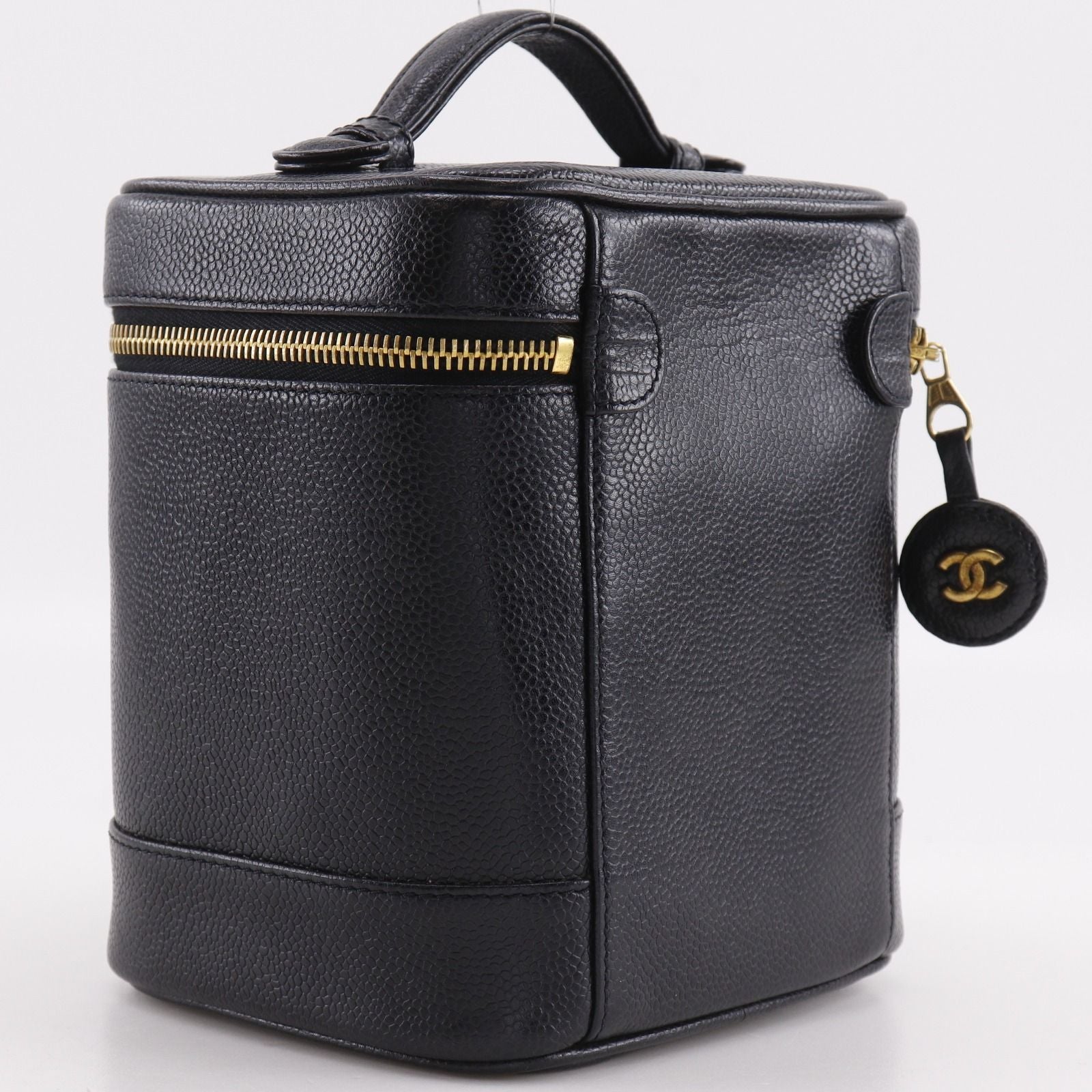 Chanel CC Logo Caviar Leather Black Vanity — view 3