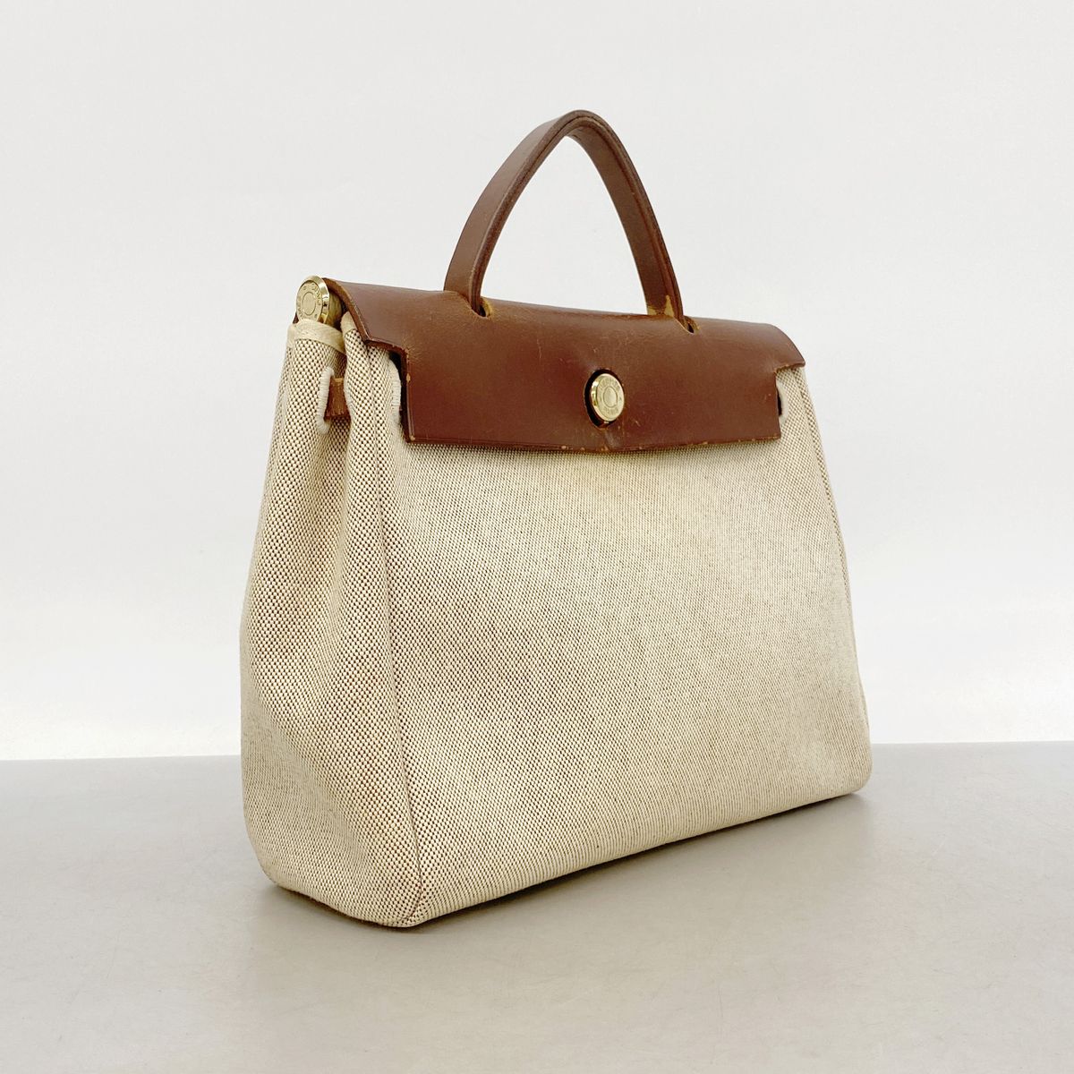 Hermes Handbag Herbag PM Toile H Brown Gold 2-Way Bag — view 2