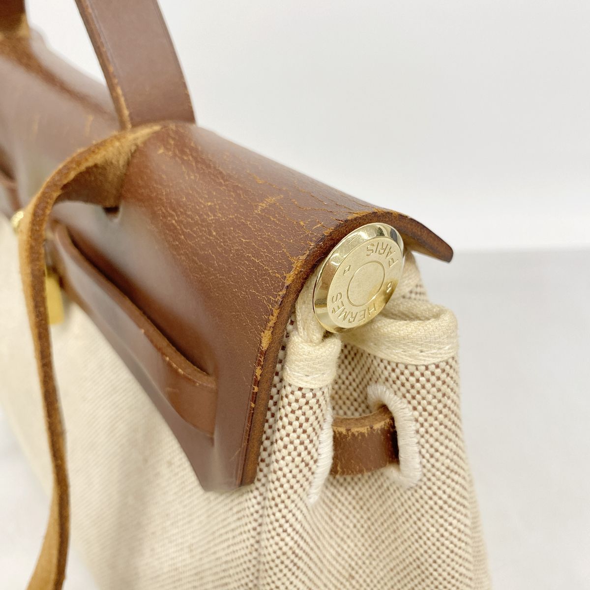 Hermes Handbag Herbag PM Toile H Brown Gold 2-Way Bag — view 7