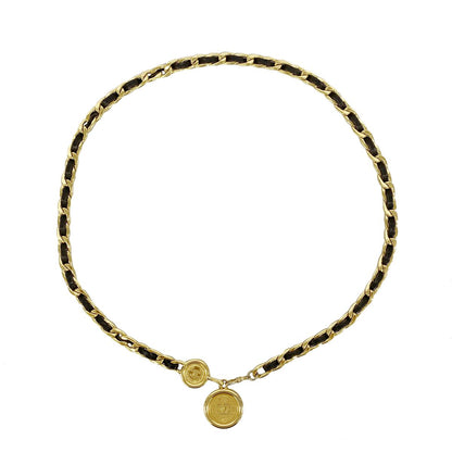 Chanel Belt Leather Gold Black