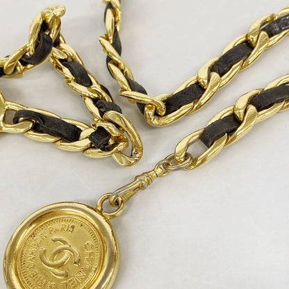 Chanel Belt Leather Gold Black — view 6