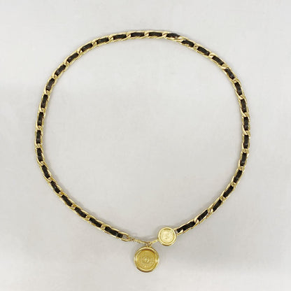 Chanel Belt Leather Gold Black — view 7
