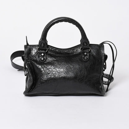 Balenciaga le City Mini Andbag Shoulder Bag 2-Way Lambskin Black — view 2