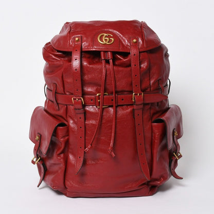 Gucci Backpack Rebel Tiger Cat Head GG Marmont Red Leather