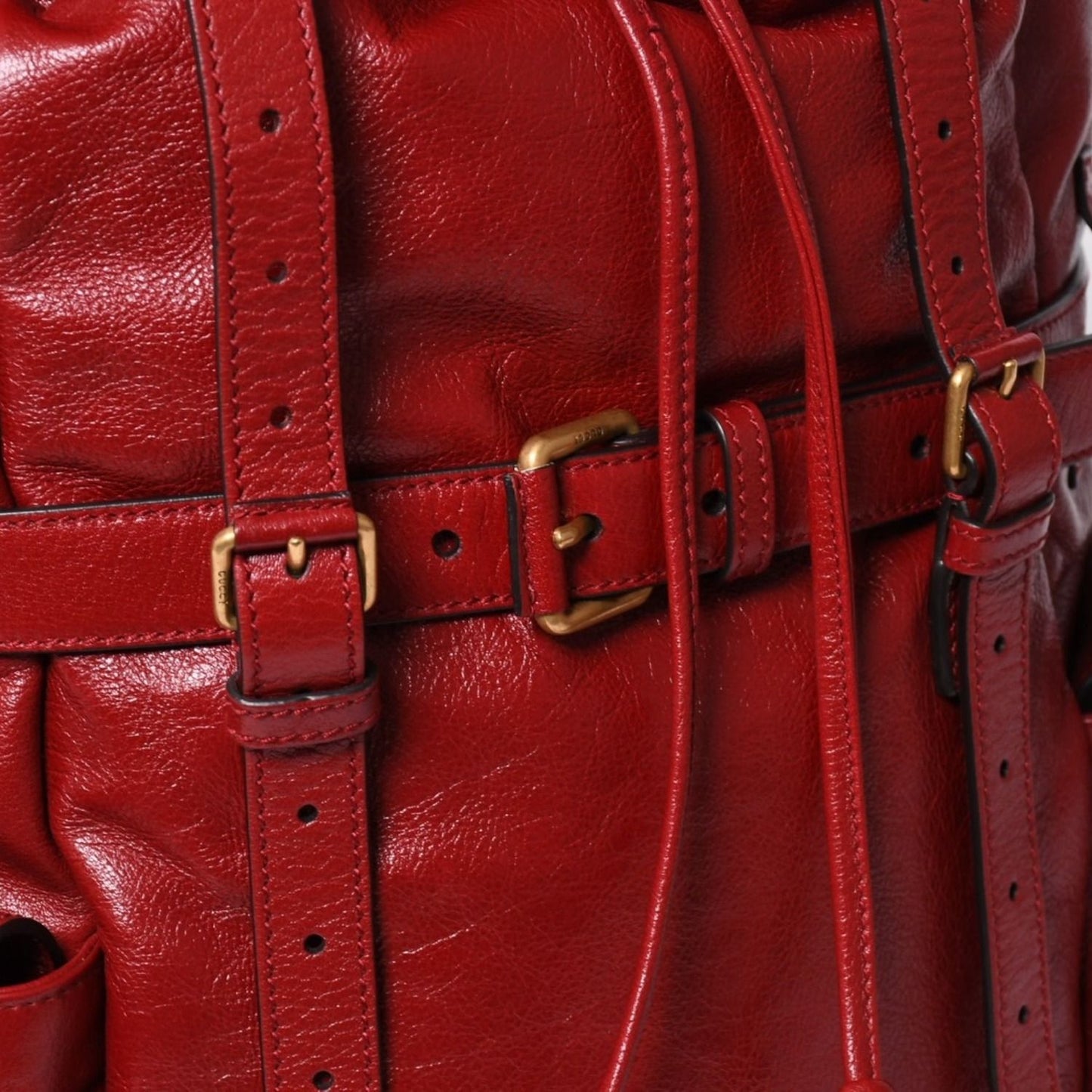 Gucci Backpack Rebel Tiger Cat Head GG Marmont Red Leather — view 7