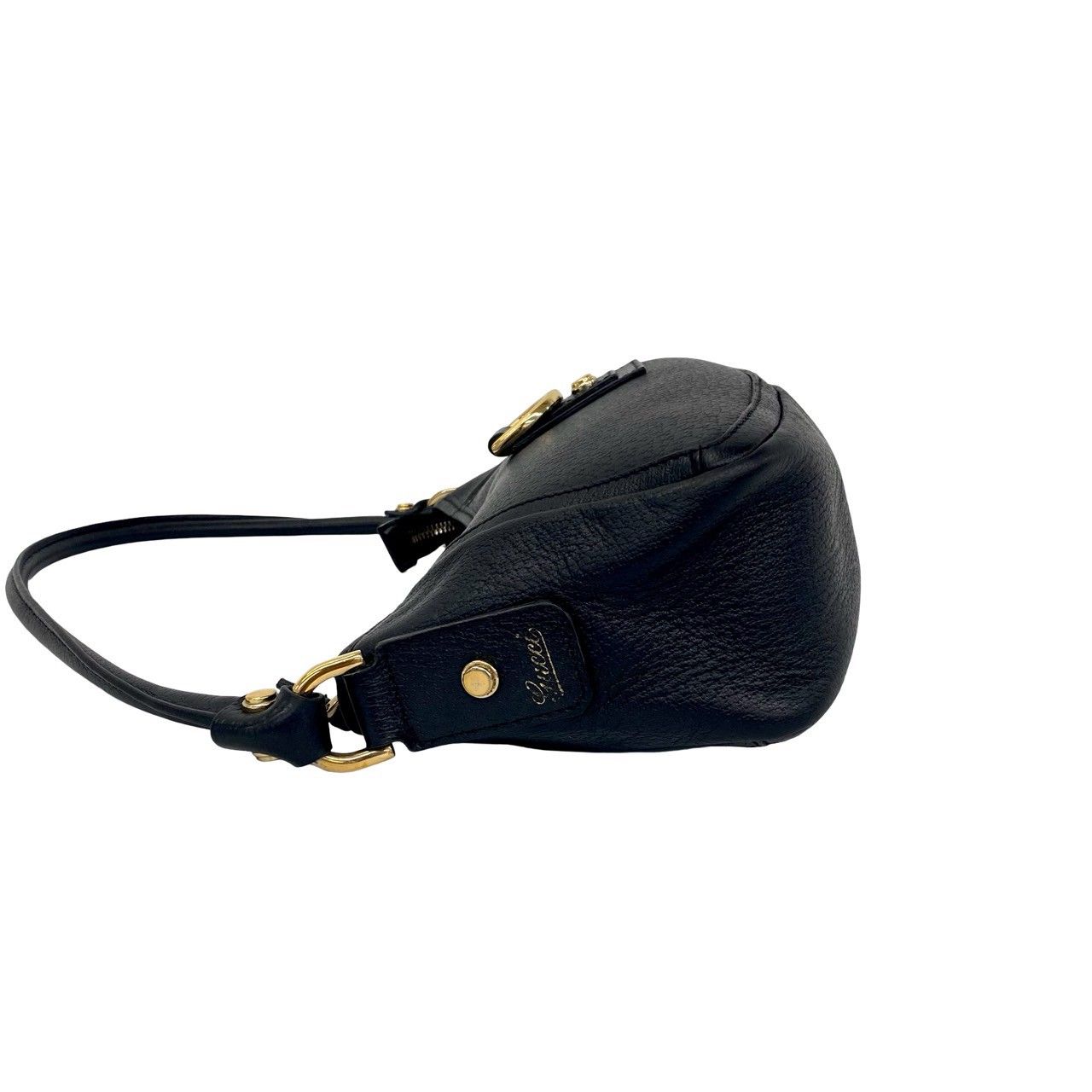 Gucci Abbey Log Leather Mini Shoulder Bag Pouch Black — view 5