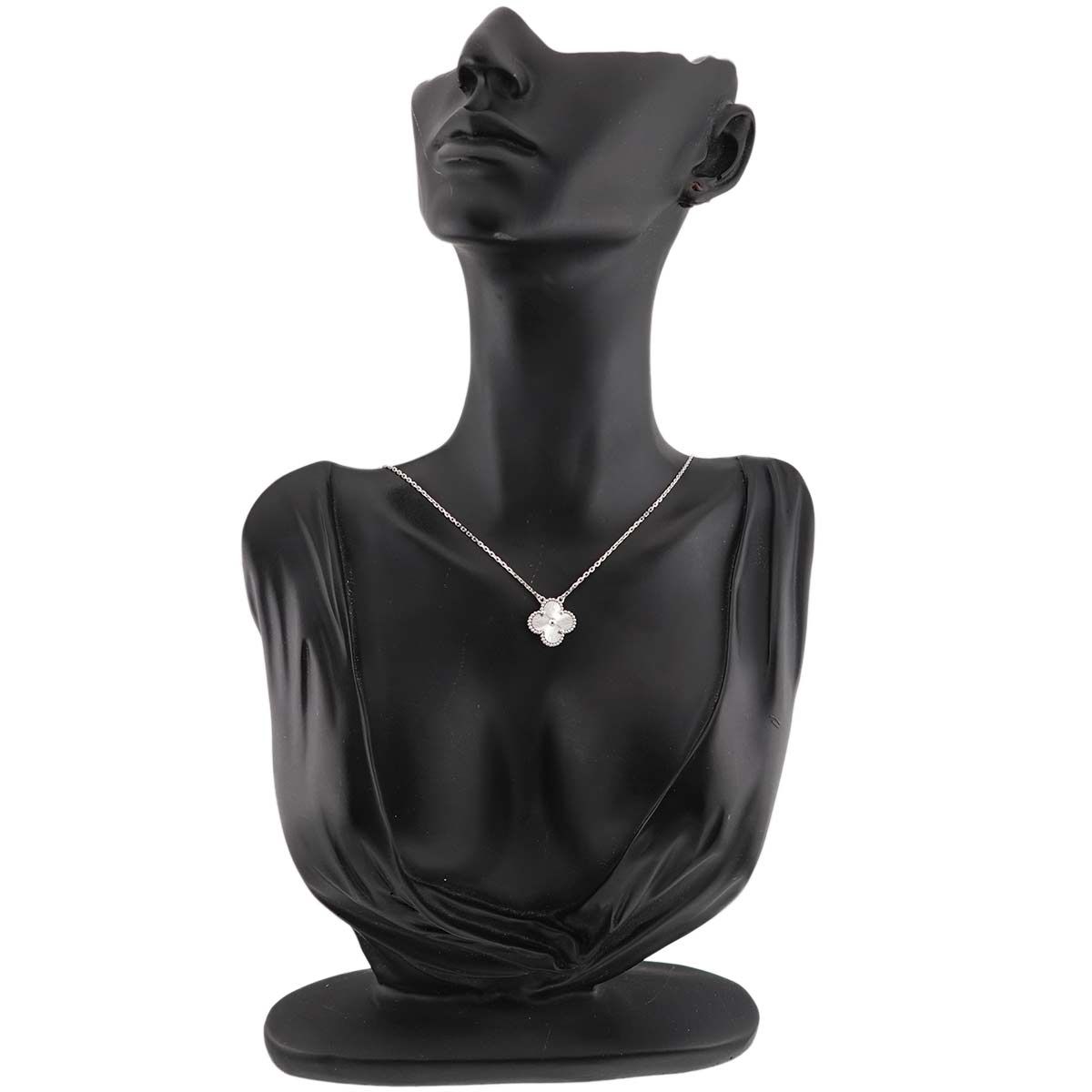 Van Cleef & Arpels Vintage Alhambra Guilloche Necklace 42 18k White Gold — view 8