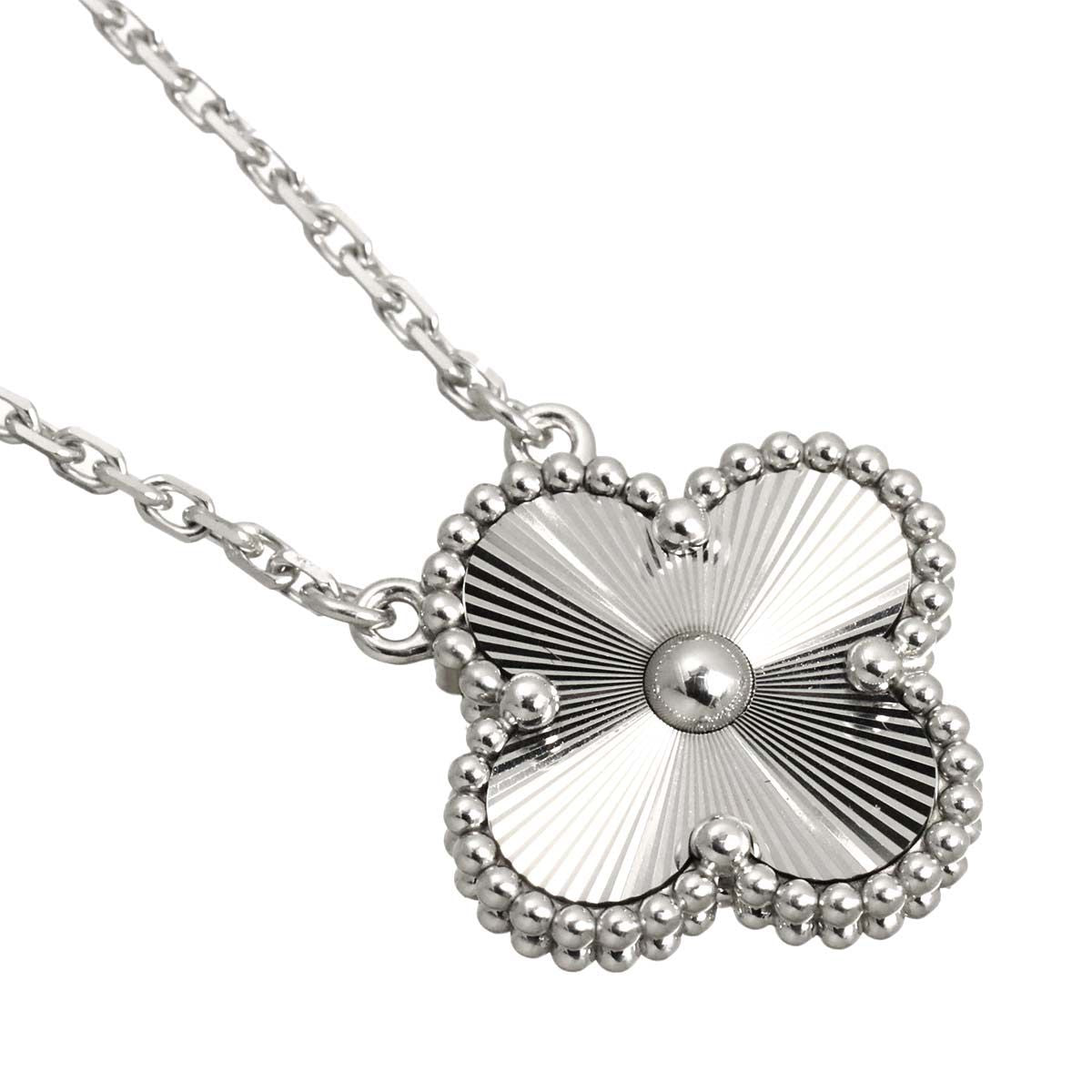 Van Cleef & Arpels Vintage Alhambra Guilloche Necklace 42 18k White Gold — view 3