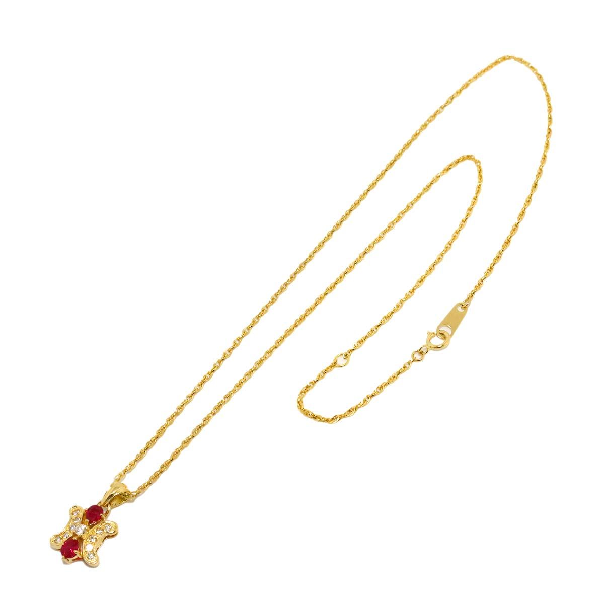 Celine Triomphe Ruby Diamond Necklace 42 18k Yellow Gold 750 Macadam — view 2