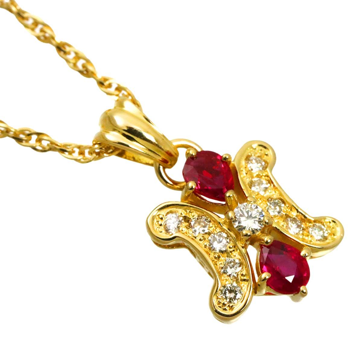 Celine Triomphe Ruby Diamond Necklace 42 18k Yellow Gold 750 Macadam — view 3