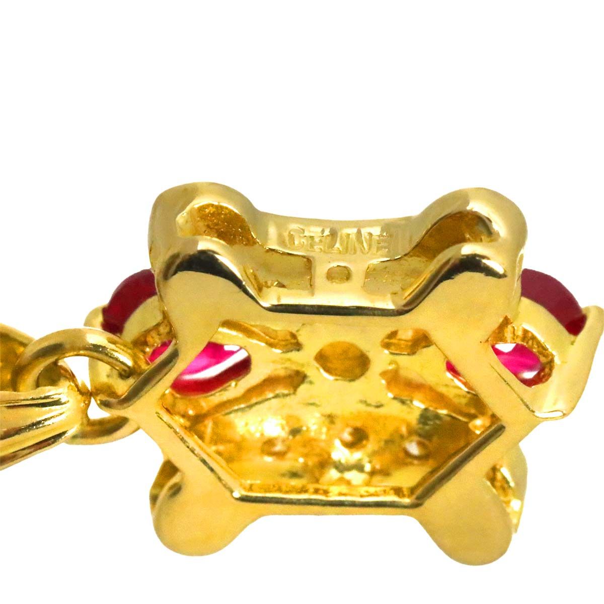 Celine Triomphe Ruby Diamond Necklace 42 18k Yellow Gold 750 Macadam — view 4