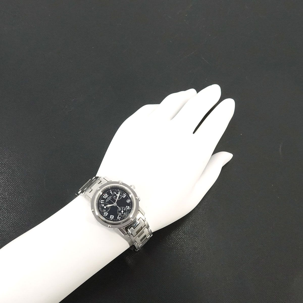 Hermes Clipper Chronograph Vintage Watch Date Black Quartz — view 3