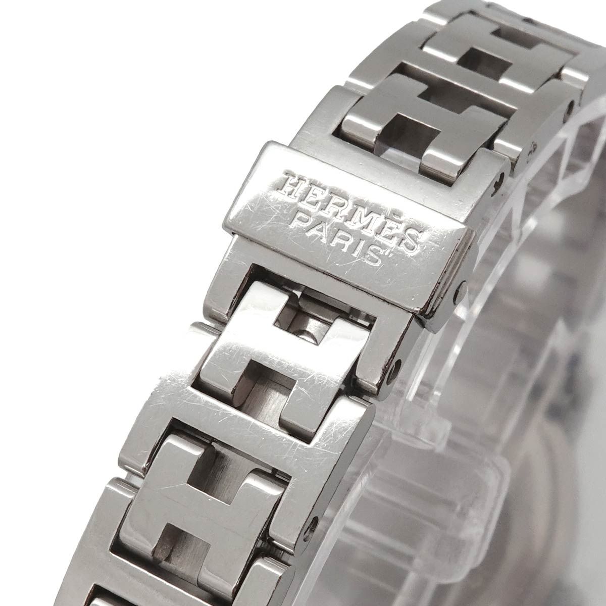 Hermes Clipper Nacre Oval Vintage Watch Diamond Bezel Quartz — view 7