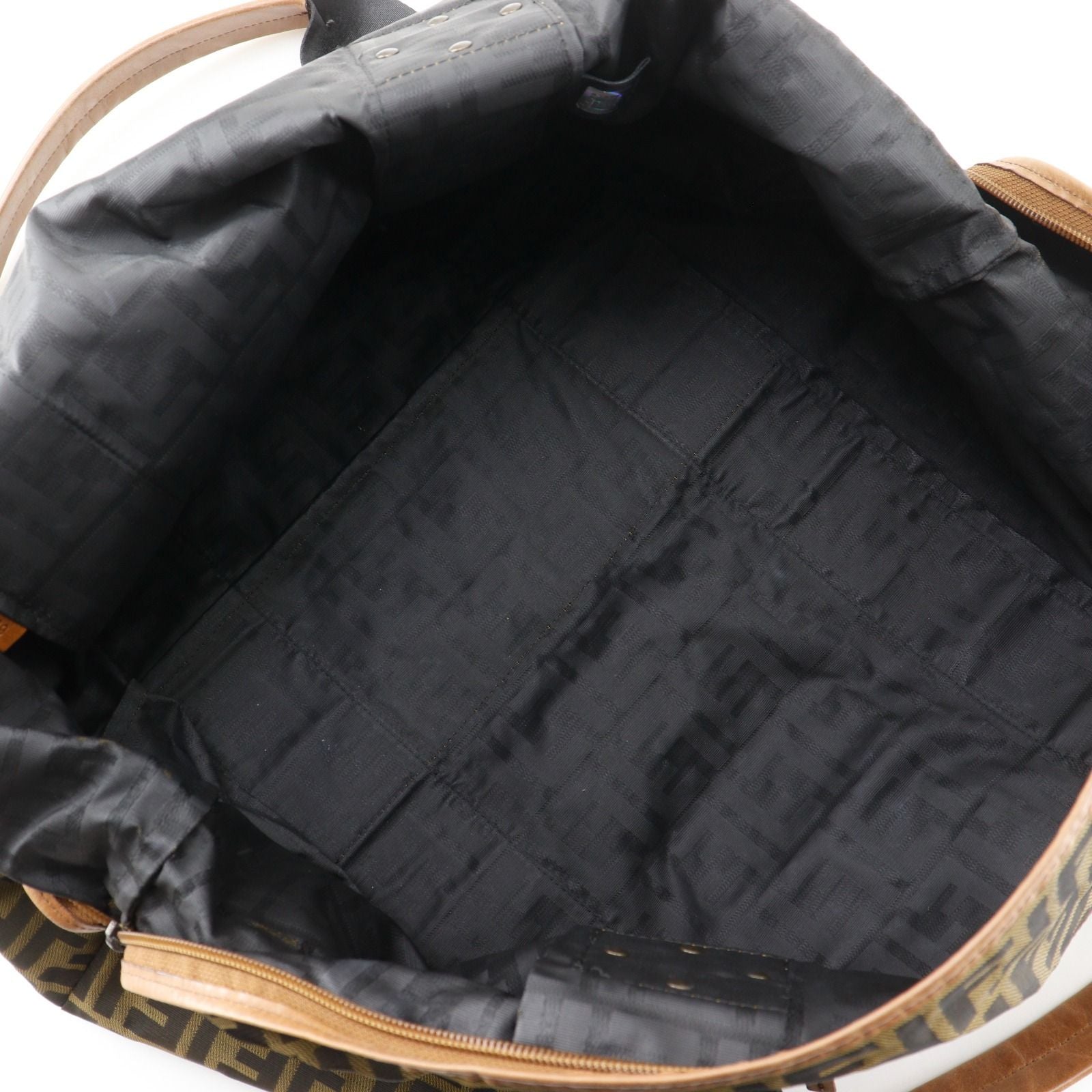 Fendi Zucca Nylon Canvas Brown Boston Bag — view 6